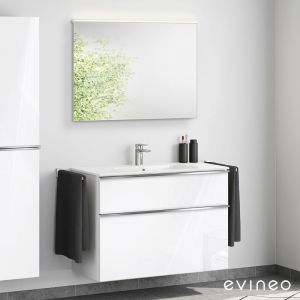 Duravit ME by Starck Vasque avec meuble sous-vasque Evineo ineo4 l : 103 cm avec poignée, avec miroir,, 2336100000+BE0267WH+BEA011MI,