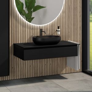 rivea Dia Meuble sous-vasque l: 120 cm, 1 tiroir, vasque l: 60 cm, noir mat, BR0527BM+BR0029BM+BN0404BM,
