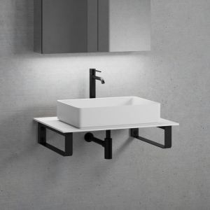 neoro n50 vasque &agrave; poser l : 58 H : 13 P : 37 cm, avec plan de toilette sans d&eacute;coupe l : 80,5 H : 1 P : 51,5 cm, BN0065WM+BN0402WH+BN0501WM+2#BN000005,