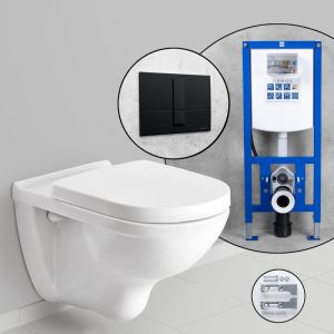 Villeroy & Boch O.novo Pack complet Cuvette suspendue et bâti-support neeos,, 5660HRR1+16791BM#SET,