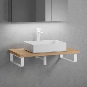 neoro n50 vasque &agrave; poser l : 58 H : 13 P : 37 cm, avec plan de toilette en bois massif sans d&eacute;coupe l : 100,5 H : 4 P : 51,5 cm, BN0065WM+BN0403W1+2#BN000004,