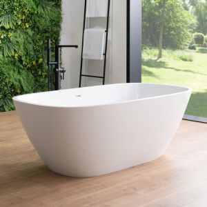 rivea Malie Baignoire en îlot L : 150 l : 74 H : 50,7 cm, avec surface facile à nettoyer, BR0556WH,