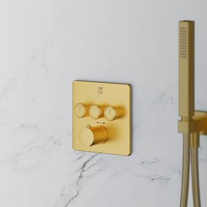 Mariner Eden edge Mitigeur thermostatique pour 3 sorties, carr&eacute;, EDE2903-OB,