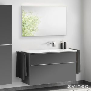 Duravit ME by Starck Vasque avec meuble sous-vasque Evineo ineo4 l : 123 cm avec poignée, avec miroir,, 2336123260+BE0268AN+BEA012MI,