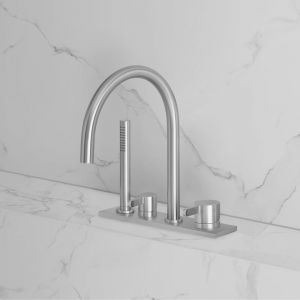 neoro FC Mitigeur de baignoire à 4 trous en acier inoxydable, montage sur gorge de baignoire,, BN0772FCBS,