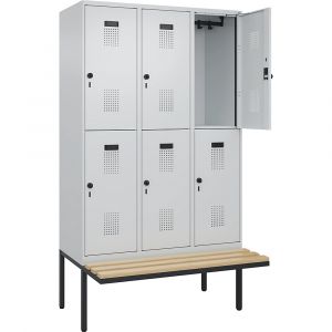 Vestiaire &agrave; deux &eacute;tages Evolo PLUS avec banc - kaiserkraft