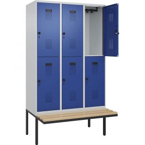 Vestiaire &agrave; deux &eacute;tages Evolo PLUS avec banc - kaiserkraft