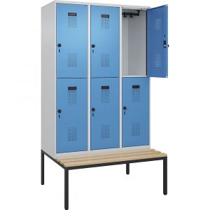 Vestiaire &agrave; deux &eacute;tages Evolo PLUS avec banc - kaiserkraft