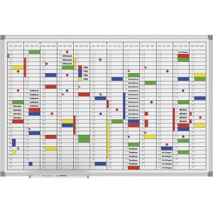 MAUL Planning annuel 12 mois, avec kit d'accessoires, hauteur 900 mm, acier, largeur 1200 mm