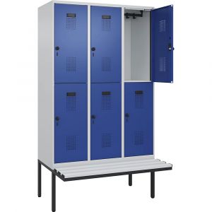 Vestiaire &agrave; deux &eacute;tages Evolo PLUS avec banc - kaiserkraft