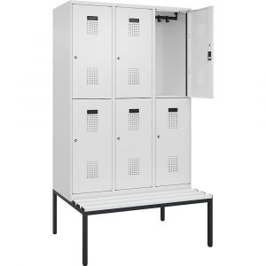 Vestiaire &agrave; deux &eacute;tages Evolo PLUS avec banc - kaiserkraft