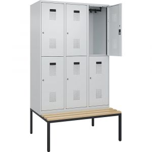 Vestiaire &agrave; deux &eacute;tages Evolo PLUS avec banc - kaiserkraft