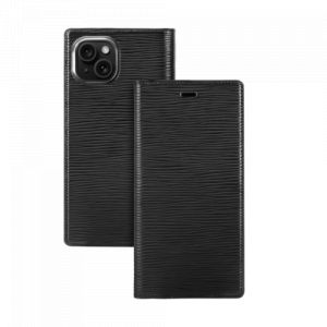 Diarycase 2.0 coque clapet en cuir véritable avec support aimanté pour apple iphone 15, noir minuit
