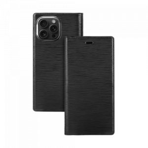 Diarycase 2.0 coque clapet en cuir véritable avec support aimanté pour apple iphone 15 pro, noir minuit