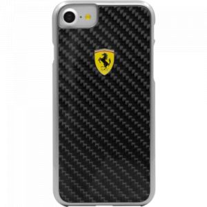 Ferrari scuderia coque carbone veritable pour apple iphone 7/8/se 2020, noir