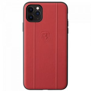 Coque ferrari off track en cuir véritable pour apple iphone 11 pro max, rouge