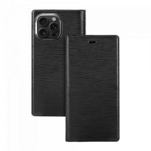 Diarycase 2.0 coque clapet en cuir véritable avec support aimanté pour apple iphone 15 pro max, noir minuit