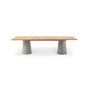 Table extérieur - DINE OUT L 280 Base ciment naturel, plateau teck