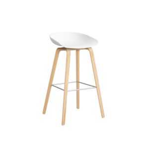 Tabouret haut - ABOUT A STOOL AAS 32 H75 Blanc L 50 x P 46 x H 85 cm, assise H 75 cm Ch&ecirc;ne savonn&eacute;