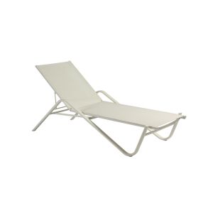 Bain de soleil, chaise longue et hamac - HOLLY Blanc Structure aluminium, Toile pour l'extérieur L 202cm x P 79cm x H 37-103cm