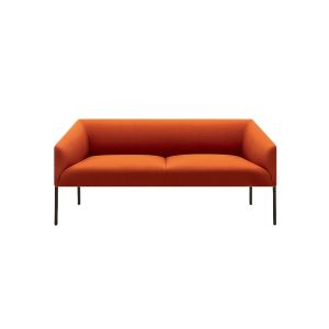 Canapé - SAARI 2 places L 158cm x P 70cm x H 68cm, Assise H 45,5cm Orange Tissu Kvadrat Divina, Structure bois et métal, Piètement acier verni noir