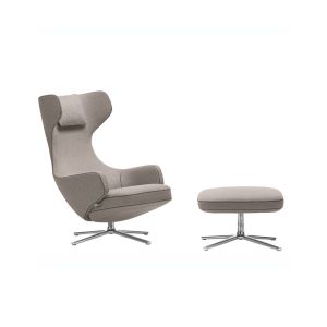 Fauteuil - GRAND REPOS & OTTOMAN tissu Tissu cosy, piètement aluminium injecté poli Cosy gris galet