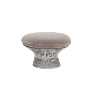 Pouf - PLATNER OTTOMAN Velours, acier finition nickel poli Silver