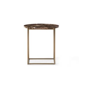 Table d'appoint guéridon - CIRCLE Ø 48 x H 50 cm Marbre marron/ laiton