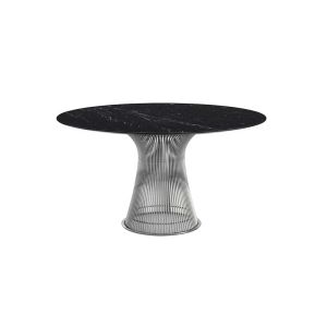 Table - PLATNER Ø 135 Marbre Noir veiné blanc Ø 135 x H 70 cm Acier finition nickel poli, marbre Marquina