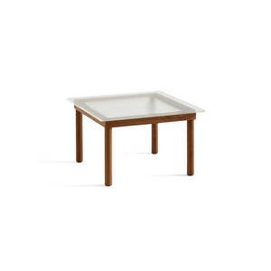 Table basse - KOFI 60x60 Noyer/ verre cannelé transparent