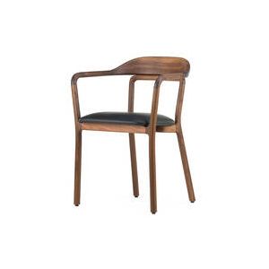 Chaise - DUET Cuir noir Noyer danois huil&eacute; L 57,5 x P 52,5 x H 76,5 cm, assise H 46,5 cm