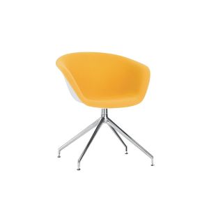 Chaise - DUNA pied central Piètement aluminium Jaune 426 L 73cm x P 73cm x H 75,5cm, Assise H 46,5cm Coque polypropylène, assise tissu Kvadrat Divina