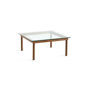 Table basse - KOFI 80x80 Noyer/ verre transparent