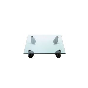 Table basse - TAVOLO CON RUOTE Carrée Transparent Verre, métal L 120 x P 120 x H 25 cm