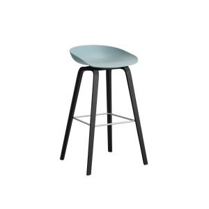 Tabouret haut - ABOUT A STOOL AAS 32 H75 L 50 x P 46 x H 85 cm, assise H 75 cm Ch&ecirc;ne noir vernis &agrave; base d'eau Dusty blue