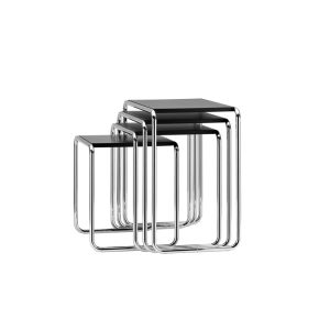 Table d'appoint guéridon - SET B 9 Noir MDF vernis laqué, chrome