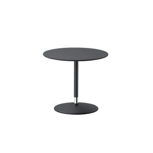 Table d'appoint gu&eacute;ridon - PIX r&eacute;glable en hauteur Diam 50cm x H 48-72cm Noir Plateau MDF, Pi&egrave;tement m&eacute;tal laqu&eacute;