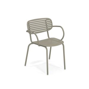 Chaise ext&eacute;rieur - MOM avec accoudoirs Gris Vert L 58,5 x P 56 x H 76 cm, assise 45 cm