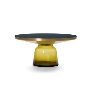 Table basse - BELL COFFEE TABLE Verre soufflé, laiton, plateau verre noir Ø 75 x H 36 cm Jaune Topaz