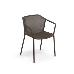 Chaise ext&eacute;rieur - DARWIN avec accoudoirs Marron d'Inde L 60 x P 55 x H 77 cm, assise 45 cm