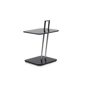 Table d'appoint guéridon - OCCASIONAL TABLE Structure tube d'acier chromé, Plateaux laque brillante L 36cm x P 40cm x H 57cm Noir