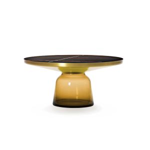 Table basse - BELL COFFEE Marbre Ø 75 x H 36 cm Orange ambré Verre soufflé, laiton, plateau marbre Marbre Sahara