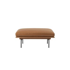 Pouf - OUTLINE Pouf Marron cognac Cuir, aluminium époxy noir L 111 x P 78 x H 40 cm