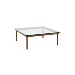 Table basse - KOFI 100x100 Noyer/ verre transparent