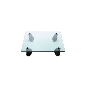 Table basse - TAVOLO CON RUOTE Carrée Transparent Verre, métal L 150 x P 150 x H 25 cm