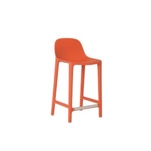 Tabouret haut - BROOM STOOL Orange Polypropylène et sciure de bois recyclés L 43 x P 41 x H 85 cm, assise 61 cm