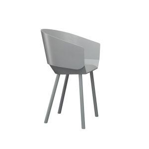 Chaise - HOUDINI avec accoudoirs Chêne contrecollé laqué Gris L 57cm x P 53cm x H 78cm, Assise H 46cm
