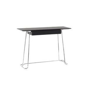 Console - BRERA L 110cm x P 32cm x H 85cm Noir Medium plaqué chêne vernis noir, Piètement métal chromé