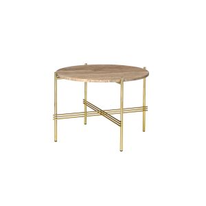 Table basse - TS COFFEE Ø 55 Laiton Ø 55 x H 41 cm Plateau travertin, base métal laqué Travertin taupe chaud