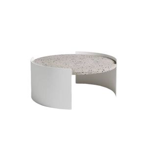 Table basse extérieur - Table basse BOWY OUTDOOR Ø 90 Blanc et gris Ivoire